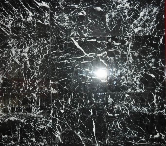 China Nero Marquina Marble Tile, China Black Marble
