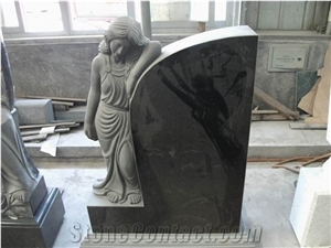 Shanxi Absolute Black Stone /Hebei Black Granite Tombstone/Monument Design /Angel Monumnet/Memorial