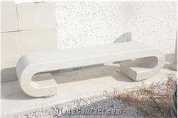 Garden Bech, Trani Bronzetto White Limestone Bench & Table