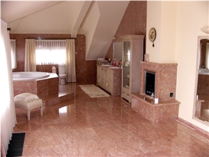 Rosso Sicilia Marble Fireplace, Floor Tiles