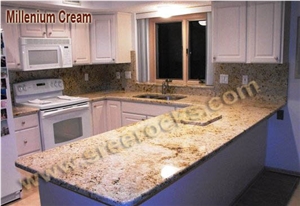 Millennium Cream Granite Countertops, Yellow Granite