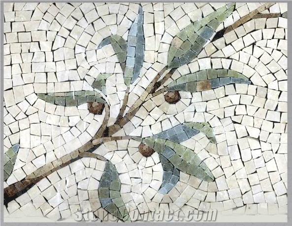Mosaic Wall Picture, White Marble Art Works