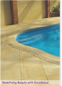 Pool Coping Tiles, Teak Wood Yellow Sandstone