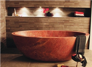 Bath Tub in Red Travertine, Persian Red Travertine