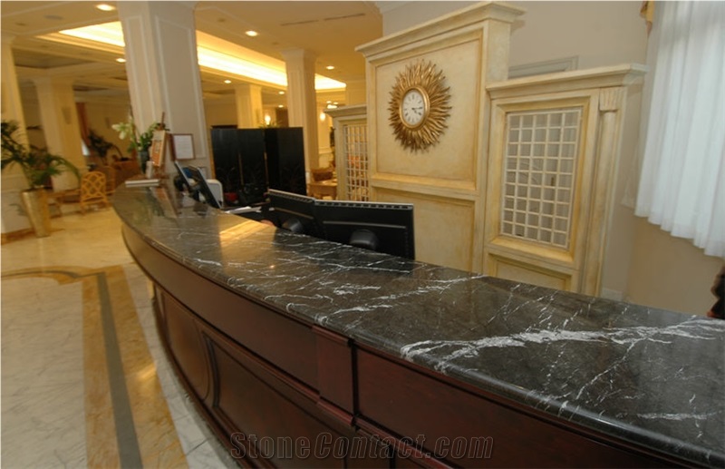 Argentato Carnico Marble Exclusive Hotel Reception, Grey Marble Kitchen Countertops