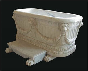 Pharaon - Empire Style Bath Tub, Calacatta Golden White Marble