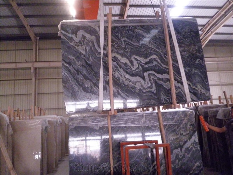 Australia Grey Wave Slab and Tile, China Black Marble
