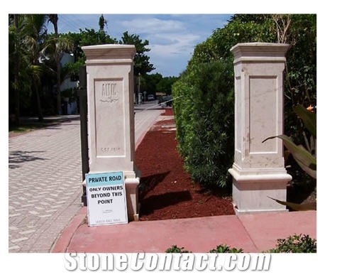 Coral Stone Gate Column, Coralina Beige Coral Stone Gate Post