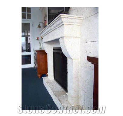 Light Classic Coral Stone Fireplace, Classic White Coral Fireplace Mantel