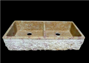 Giallo Reale Marble Kitchen Sink, Yellow Marble Sink