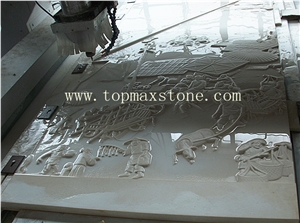 Marble Stone Carving Relief, Embossment, Arabescato White Marble Embossment