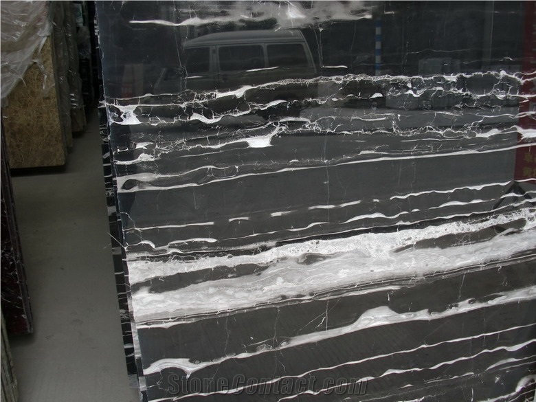 Silver Dragon Marble, Wooden Black Marble Slabs