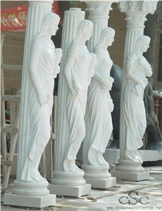 Column White Marble Sculpture