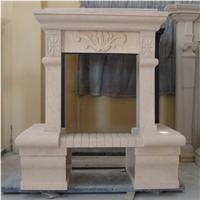 Beige Marble Fireplace