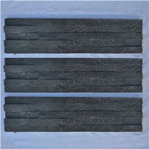Decorative Black Stone Panel, Black Quartzite Cultured Stone