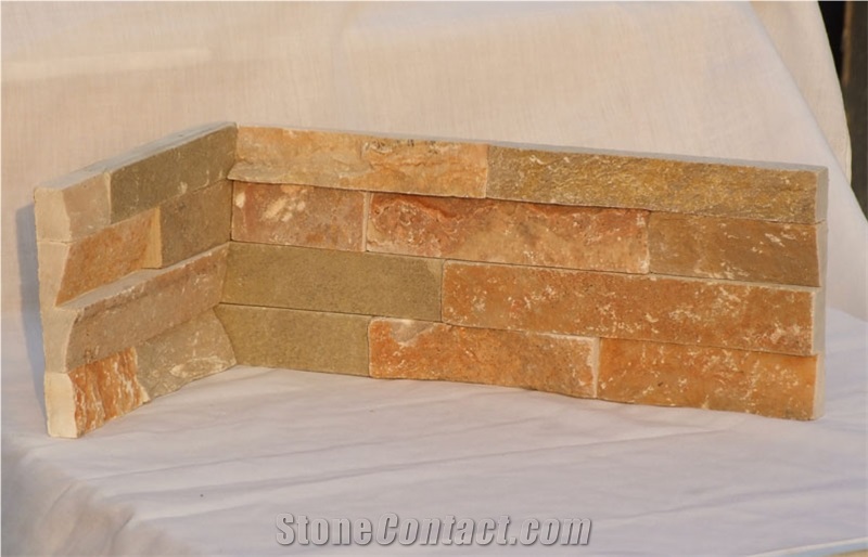 Cultured Stone for Corner, Yellow Slate Cultured Stone