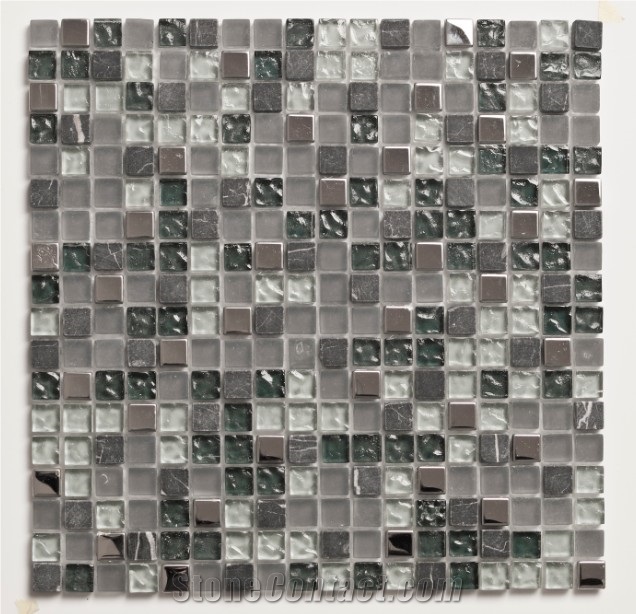 Glass and Stone Mixed Mosaic Tiles