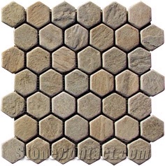Hexagon Slate Mosaic, Beige Slate Mosaic