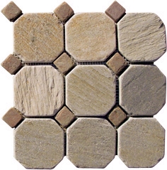 Interlocking Slate Stone Mosaic, Beige Slate Mosaic