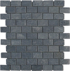 Tumbled Brick Like Slate Mosaic, Black Slate Mosaic