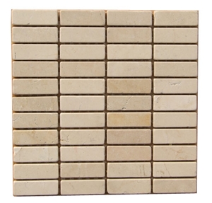Tumbled Strip Marble Mosaic, Beige Marble Mosaic
