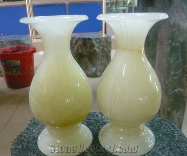 Onyx Flower Vase, Light Green Onyx Home Decor