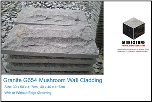 G654 Granite Mushroom Wall Cladding, G654 Padang Dark Black Granite Mushroom Wall Cladding