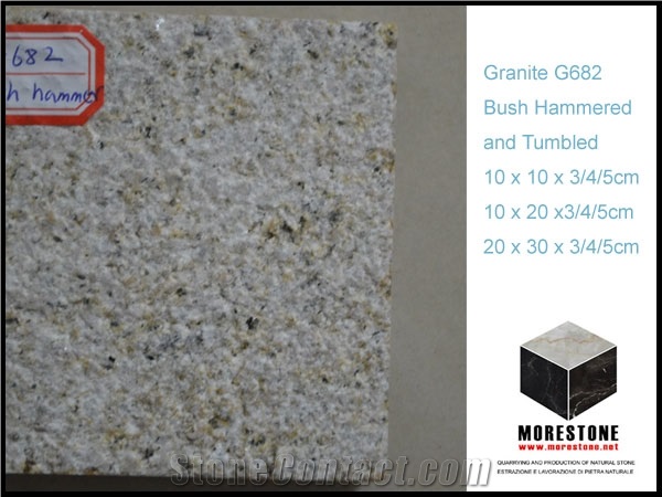 G682 Granite Cobble Paving Stone, Rust Yellow Granite Paving Stone