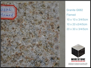 G682 Granite Cobble Paving Stone, Rust Yellow Granite Paving Stone