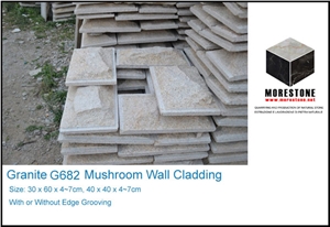 G682 Mushroom Wall Cladding, G682 Golden Yellow Granite Mushroom Wall Cladding