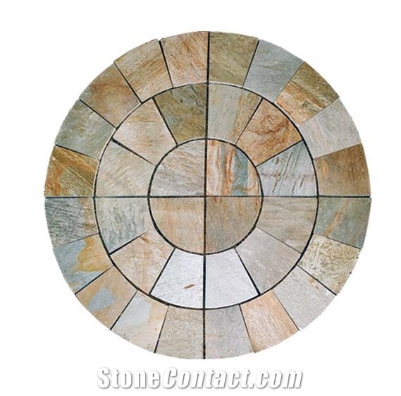 Multicolor Flooring Slate CS-007, Beige Slate Medallion