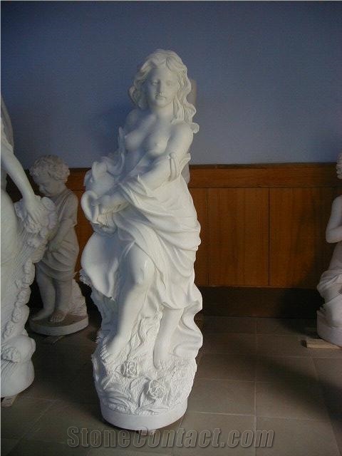 Sexy Woman Statue, White Marble Statue