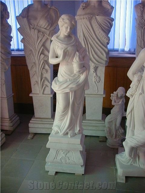 Woman Statue, White Marble Statue