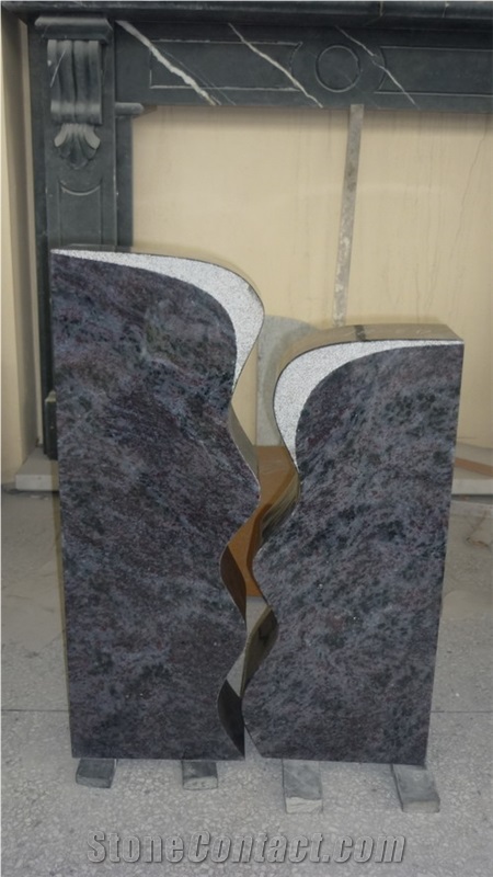 DL Brown Headstone, Blue Granite Headstone