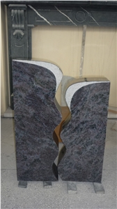 DL Brown Headstone, Blue Granite Headstone