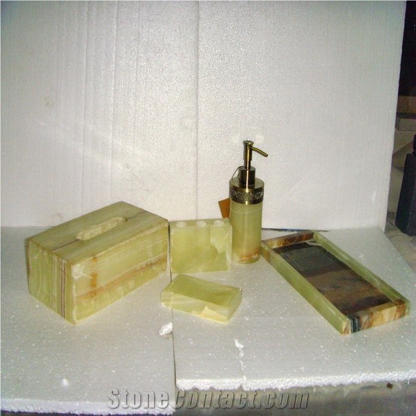 Bathroom Accessories, Light Green Onyx Bath Accessories