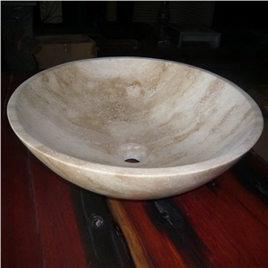 Beige Travertine Stone Basin,Stone Sink