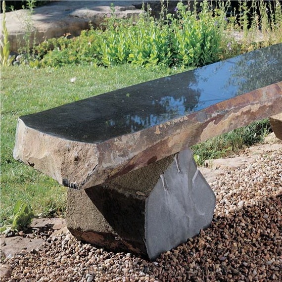 Black Basalt Stone Bench