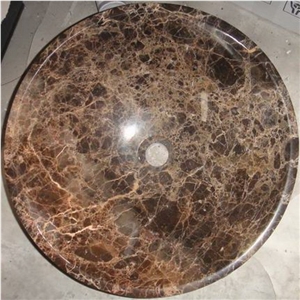 Dark Emperador Stone Sink, Stone Basin, Dark Emperador Brown Marble Basin
