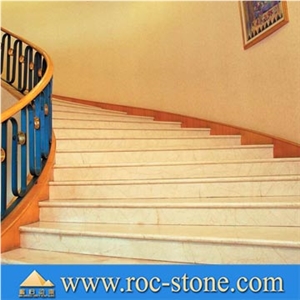 Marble Stone Stair, Crema Marfil Classico Beige Marble Stairs