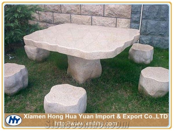 Table and Chairs for Garden, Green Granite Table