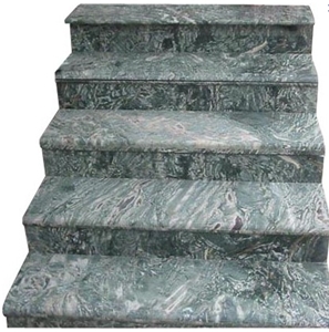 Granite Stairs,Marble Staircase,Risers, Sea Wave Green Granite Staircase