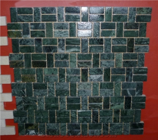 India Green Mable Mosaic, Stone Mosaic Tile, India Green Marble Mosaic