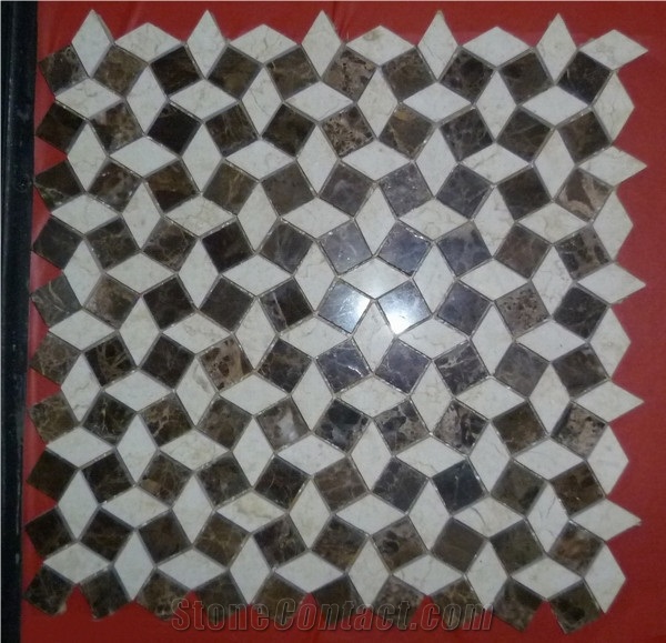 Mixed Color Marble Stone Mosaic, Mosaic Tile, Emperador Dark Marble Mosaic