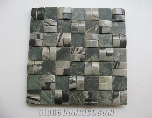 Mosaic Bathroom Floor Tile,Mosaic Floor, Hua an Jade Green Marble Mosaic