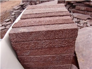 Red Porphyry Palisade ,Garden Stone Pillar, Porphyry Red Granite Garden Stone