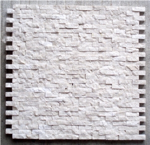 White Quartzite Mosaic Tile, Stone Mosaic，Natural Stone Wall Mosaic