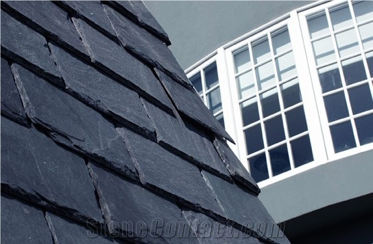 Natural Roofing Slate with Nail Hole, Black Slate Roof Tiles
