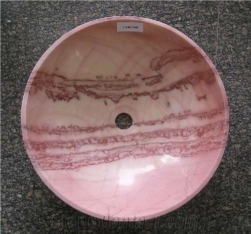 Cream Red Marble Sink