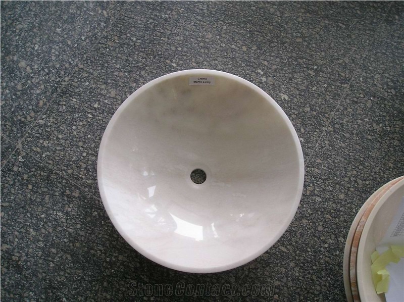 Cremo Marfil-Ivory Marble Sink, White Marble Sink